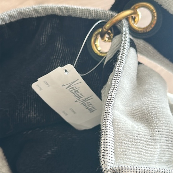 NWT $2100 Saint Laurent Towel Cabas in terrycloth tote in black + light gray - Picture 12 of 13